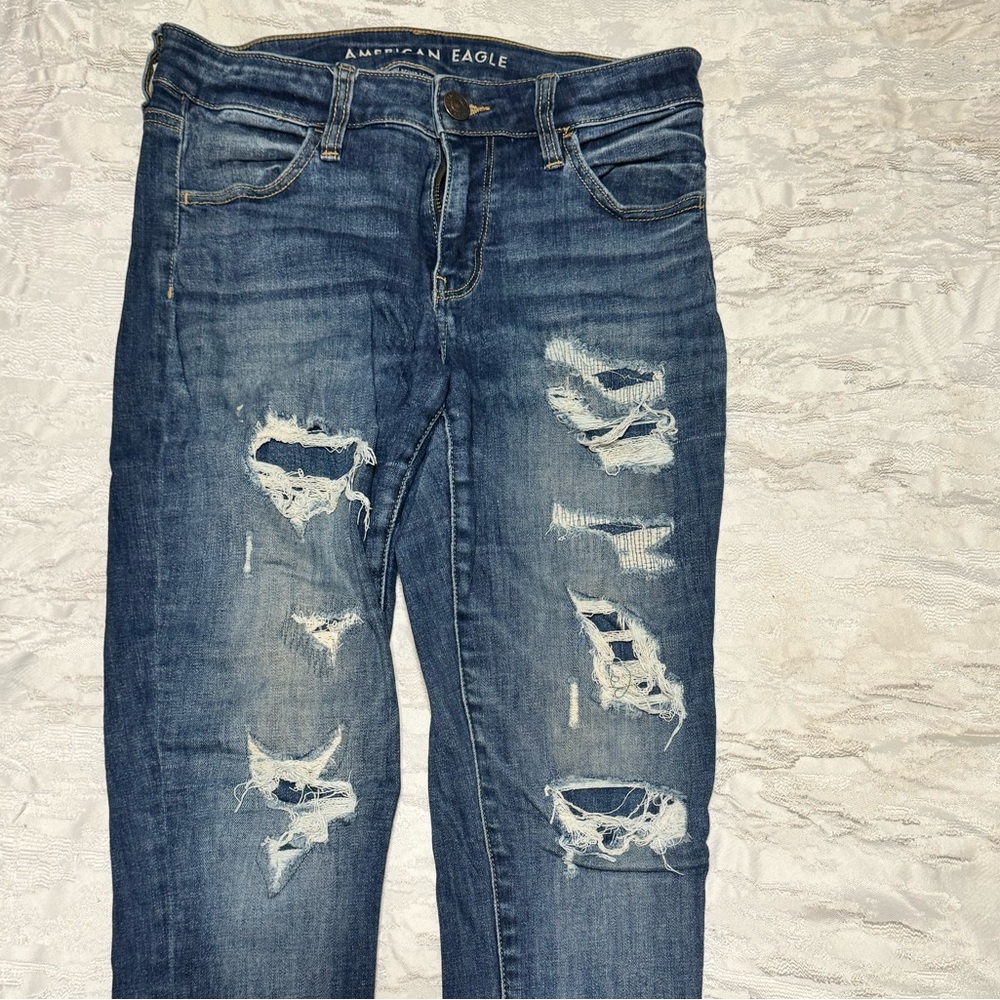 American Eagle Outfitters Blue Skinny Jeans Distressed Style